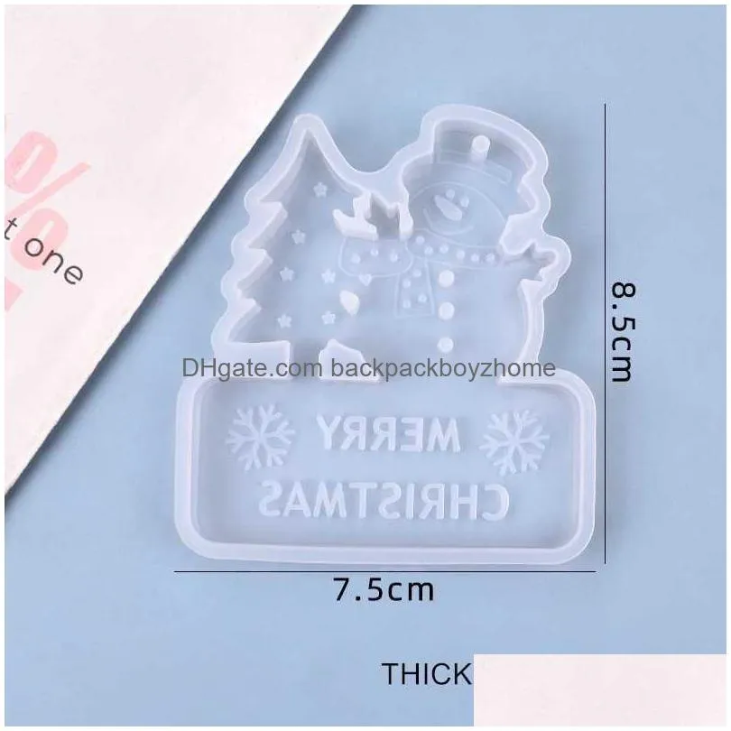 new diy crystal epoxy resin molds christmas decor elk santa claus merry christmas house hanging silicone mold cake decorating tools