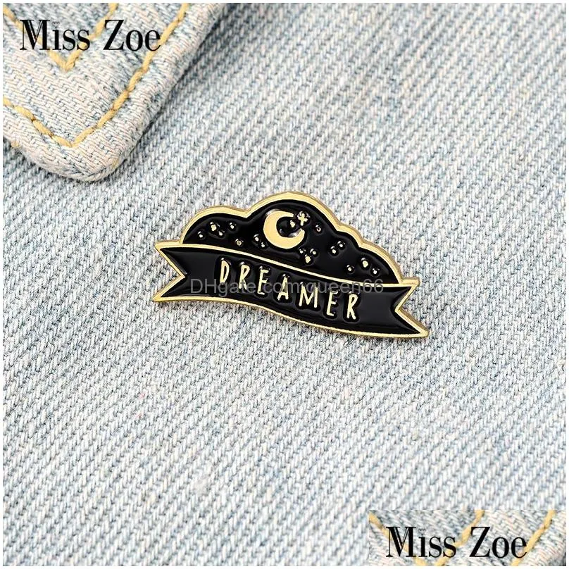 night moon starry dreamer enamel pins fashion black brooches badges cute unique design gifts to friends wholesale