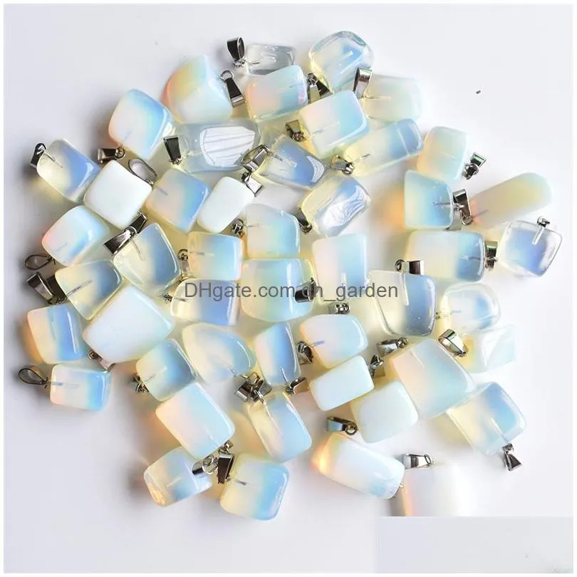 natural stone pink rose quartz opal fluorite turquoise amethyst charms white black crystal pendants for necklace accessories jewelry