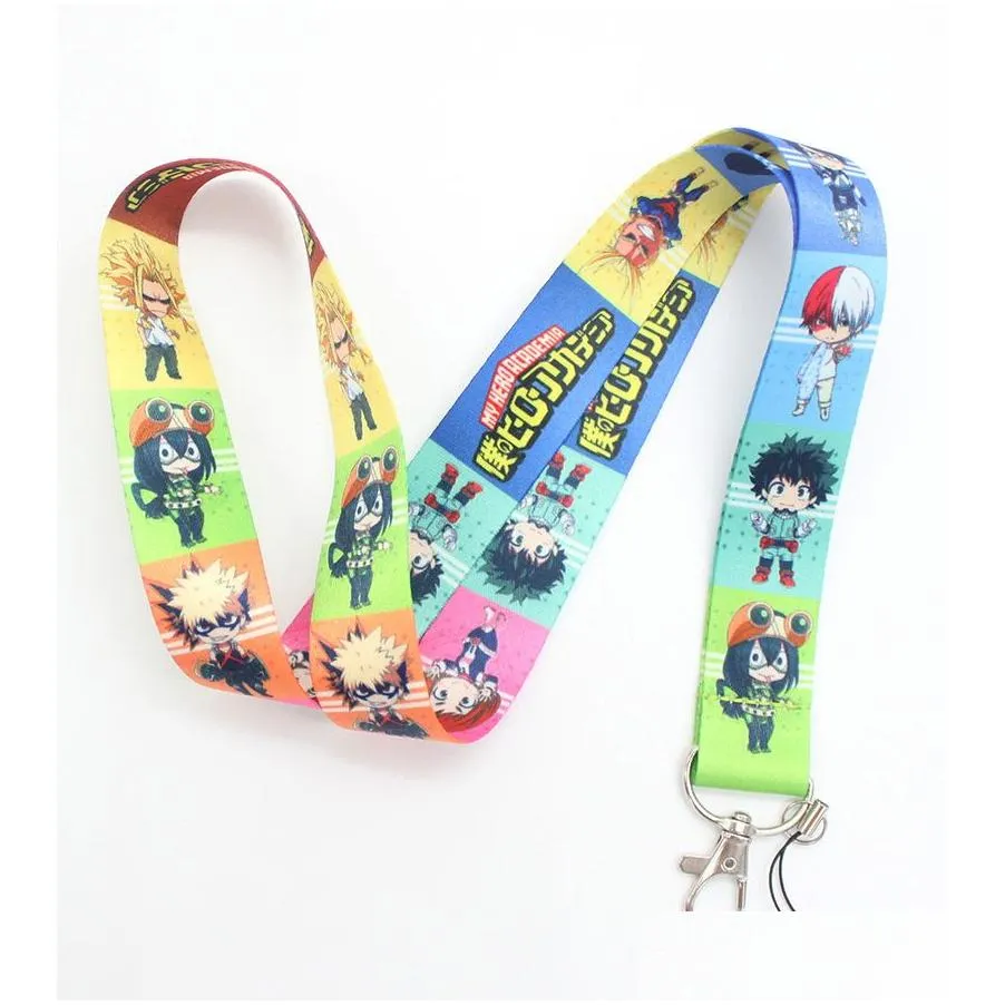 wholesale 20pcs anime my hero academia straps lanyard key chain id card hang rope sling neck strap pendant gifts