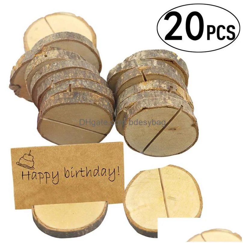 wooden card clips 20 pcs/bag wooden card holders wedding party card stand office desk menu photo clips