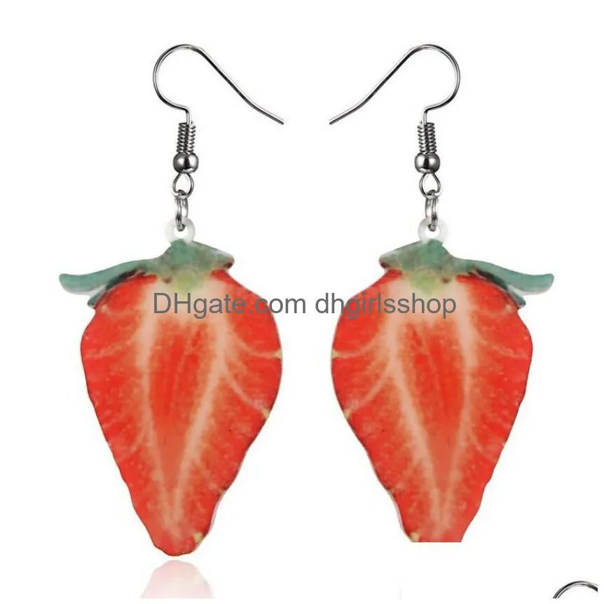 fruit earrings food dangle strawberry drop earrings for women girl female acrylic watermelon earring tomato kiwi orange jewelry gift