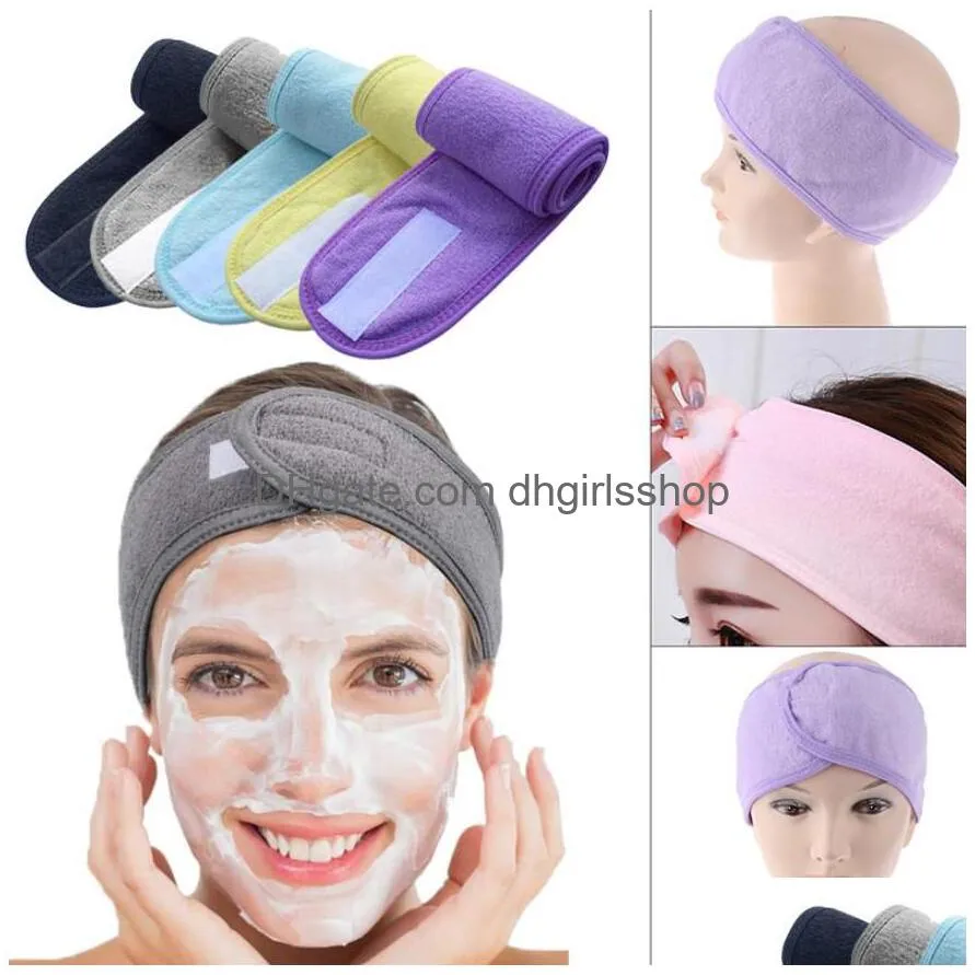 adjustable wide hairband yoga spa bath shower makeup wash face cosmetic headband for women ladies make up accessories 10 colors