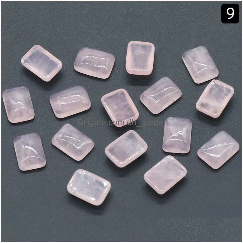 10x14mm natural stone pink rose quartz opal tigers eye turquoise rectangle shape charms white black crystal cab cabochons beads for jewelry