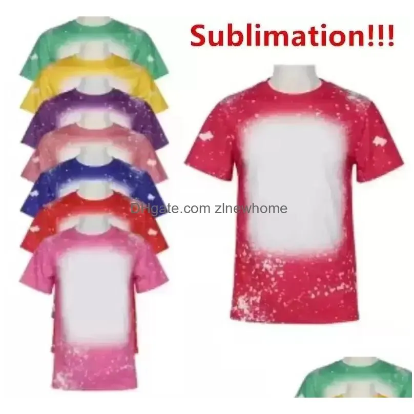 wholesale sublimation bleached shirts heat transfer blank bleach shirt bleached polyester t-shirts us men women party supplies