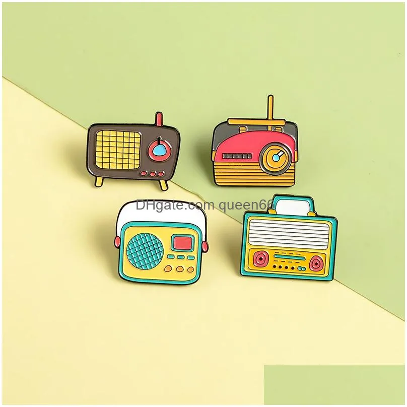 cartoon portable radio tv set enamel pins lapel brooches badges clothes bag jewelry gift for friends
