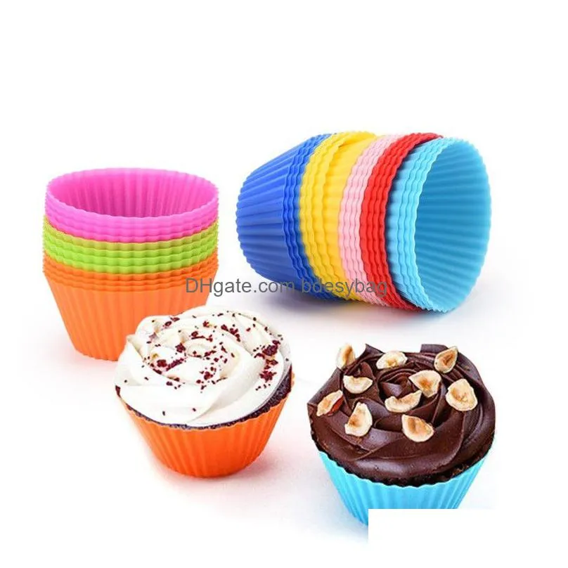 silicone cup cake mold muffin cake cupcake bakeware maker mold tray baking kitchen 7cm cake cup