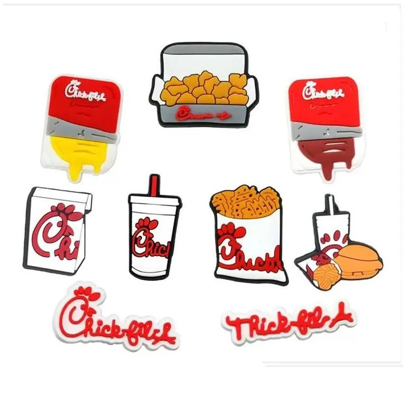 Shoe Parts Accessories Wholwsale Fast Food Chick  clog Charms For Buckcle Decoration Party Gift Drop Delivery Shoes Dhekm