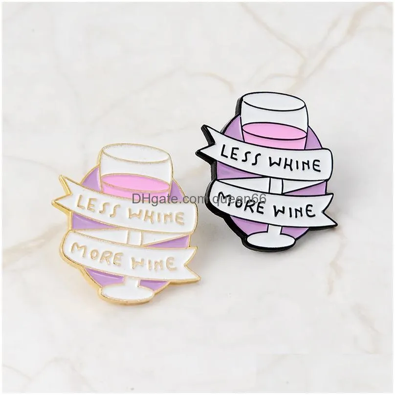 wine pins pink banner brooches wine glass lapel brooches for women funny quote jewelry gift girls lover  accessories