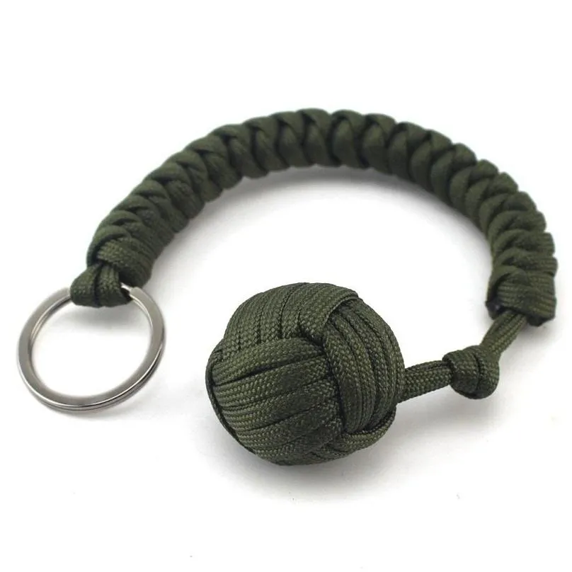 outdoor security protection black monkey fist steel ball key chain for girl camping self defense lanyard survival broken windows t