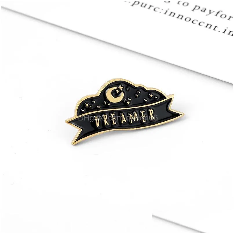 night moon starry dreamer enamel pins fashion black brooches badges cute unique design gifts to friends wholesale