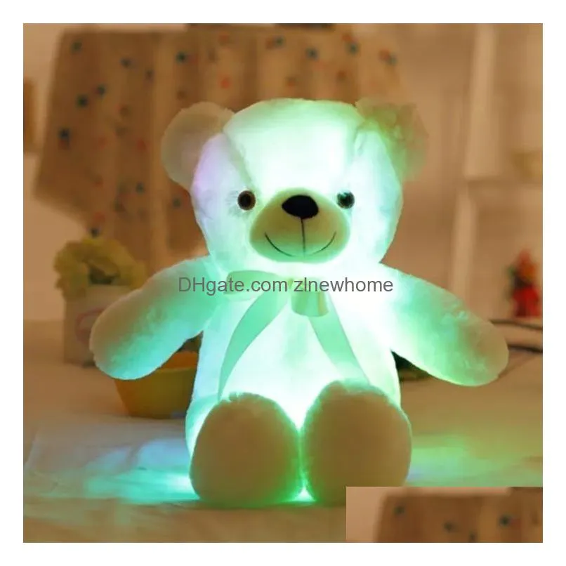 30cm 50cm colorful glowing teddy bear luminous plush toys kawaii light up led stuffed doll kids christmas