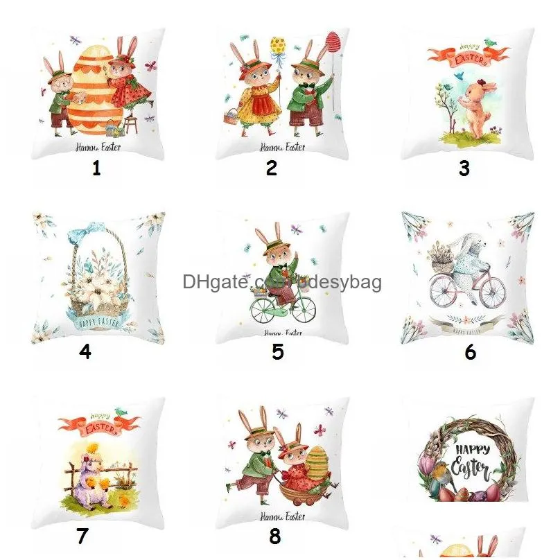 easter bunny pillowcase cartoon rabbit pillow covers 45x45cm square throw pillow case easter home car office pillow case