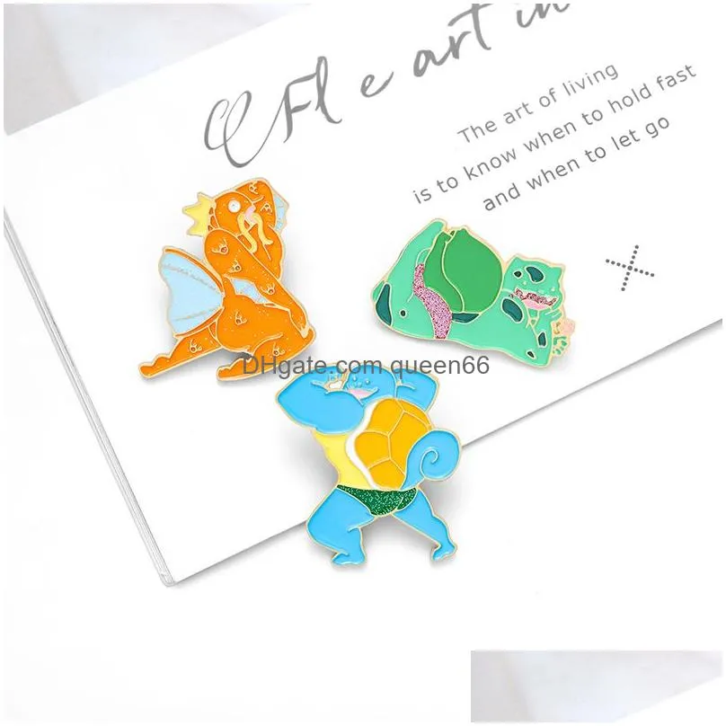 tortoise dinosaur anime enamel pin lovely brooches cloth package decoration badge cartoon animal jewelry gift for children