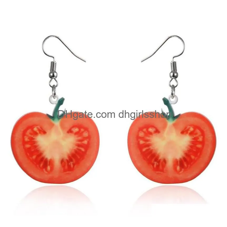 creative fashion fruit earrings oranges tomatoes  watermelon strawberry lemon cute small summer korean earrings women gift