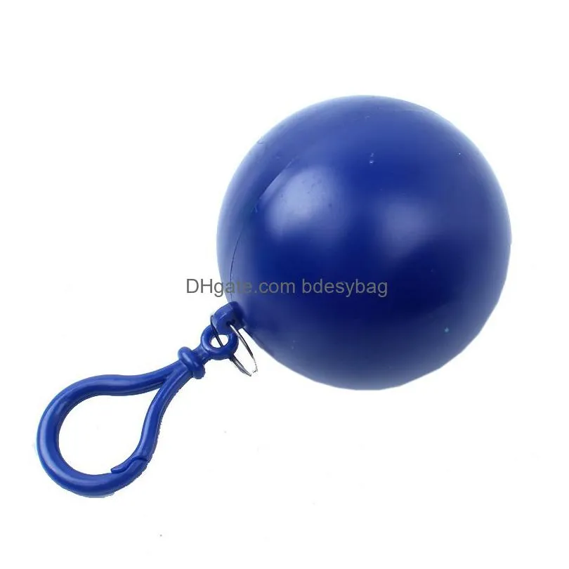 disposable raincoat plastic ball key chain disposable raincoats portable spherical case raincoat hiking camping keyring disposable