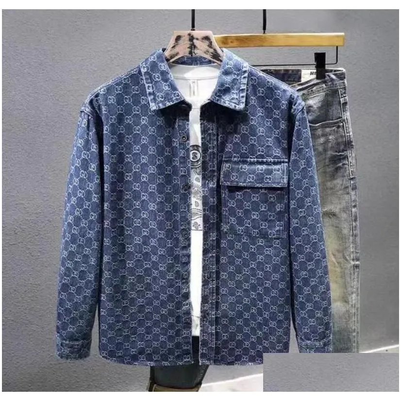 2023gg men jackets oversized denim shirts fashion g oversize long sleeves dress shirt for man clothing casual jacket