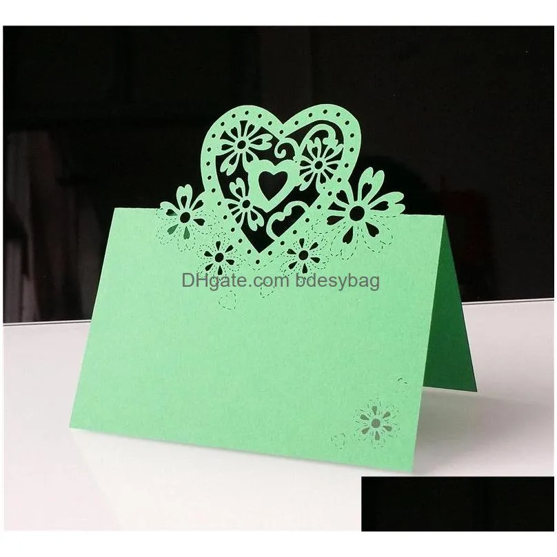 number name seat card heart-shaped hollow wedding party reception table place cards