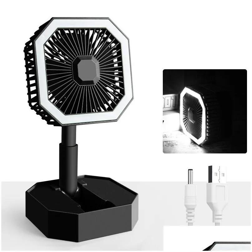 party supplies portable folding fan with led night light student office low noise desktop fan for home outdoor camping
