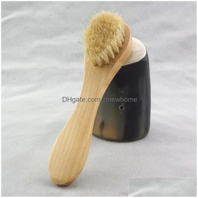 facial exfoliation brush natural bristle cleaning wooden handle dry brush matte brush