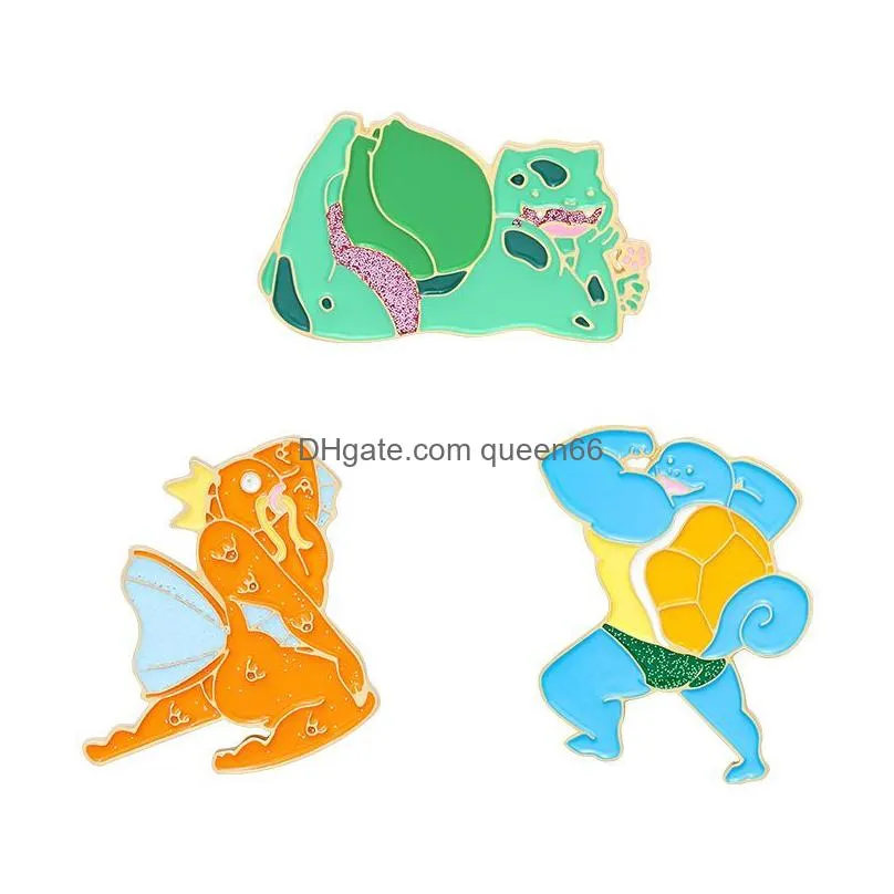 tortoise dinosaur anime enamel pin lovely brooches cloth package decoration badge cartoon animal jewelry gift for children