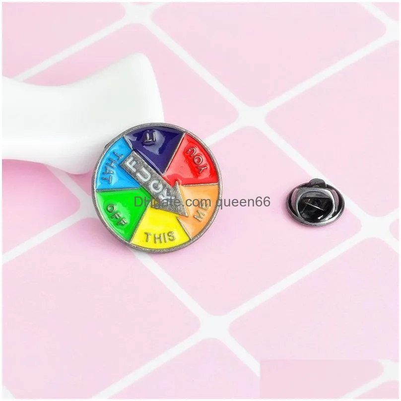 spinning decision enamel brooches pin lapel badges backpack hats funny accessories