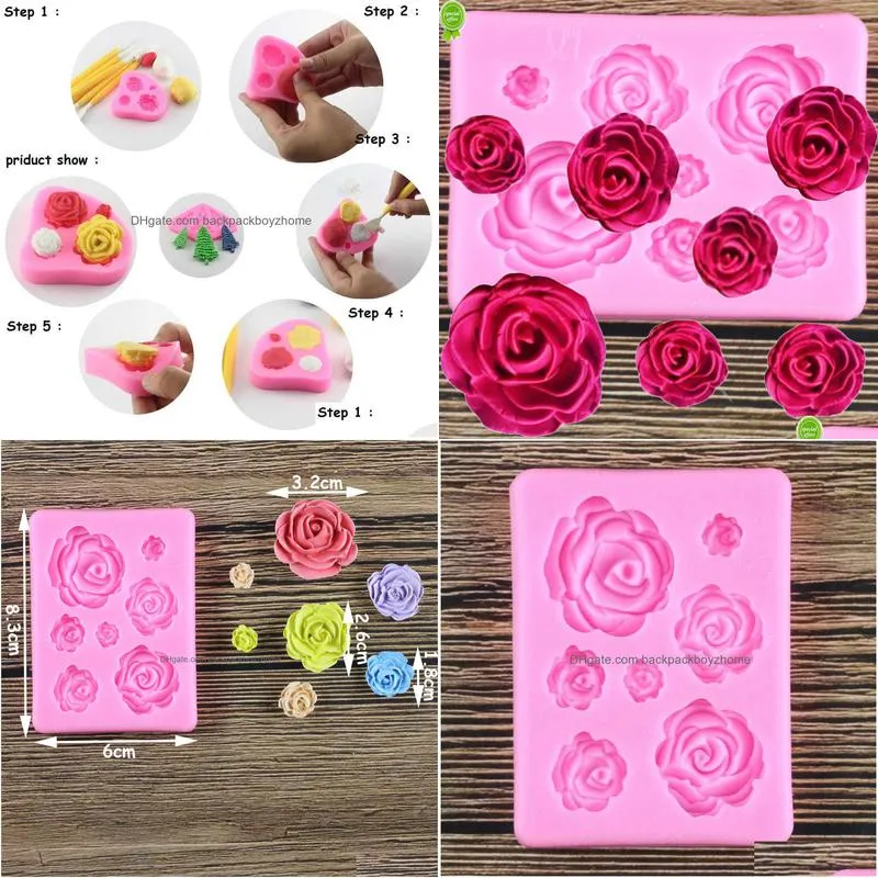 new rose flower silicone molds candy polymer clay mold chocolate party baking wedding cupcake topper fondant cake decorating tools