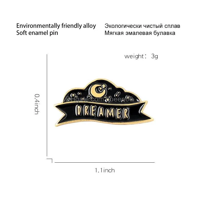 night moon starry dreamer enamel pins fashion black brooches badges cute unique design gifts to friends wholesale
