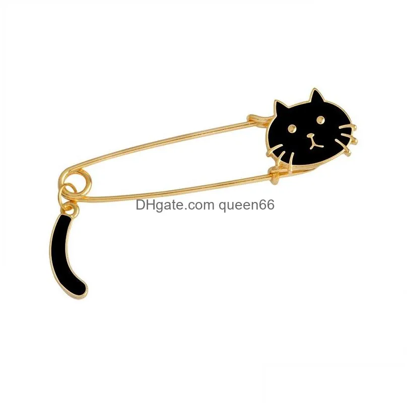 cute black white cats oil drop brooch exquisite enamel pins collar brooches jeans bag decoration