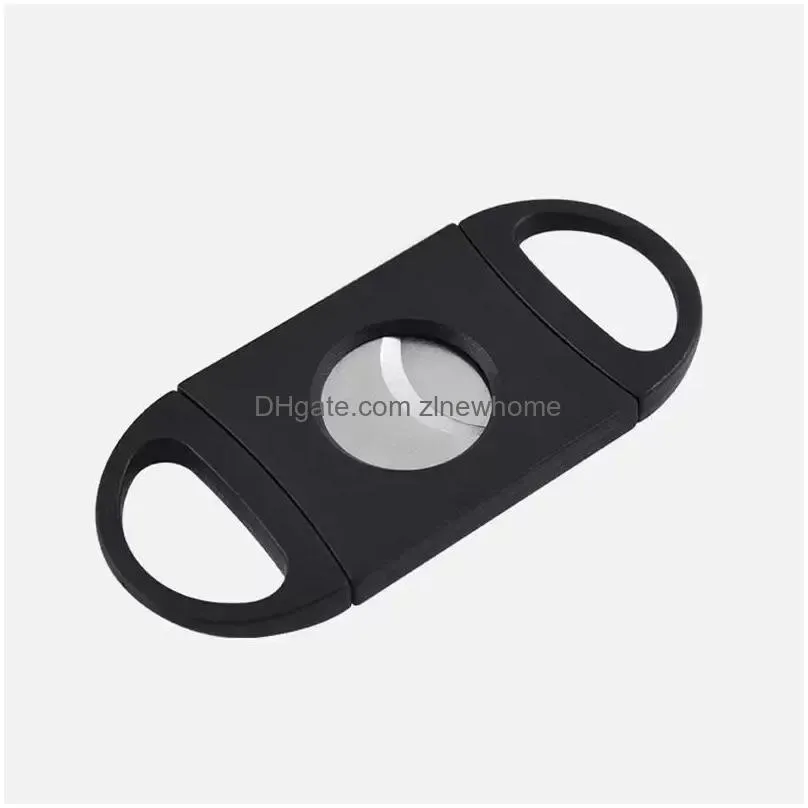 wholesale portable cigar cutter plastic blade pocket cutters round tip knife scissors manual stainless steel cigars tools
