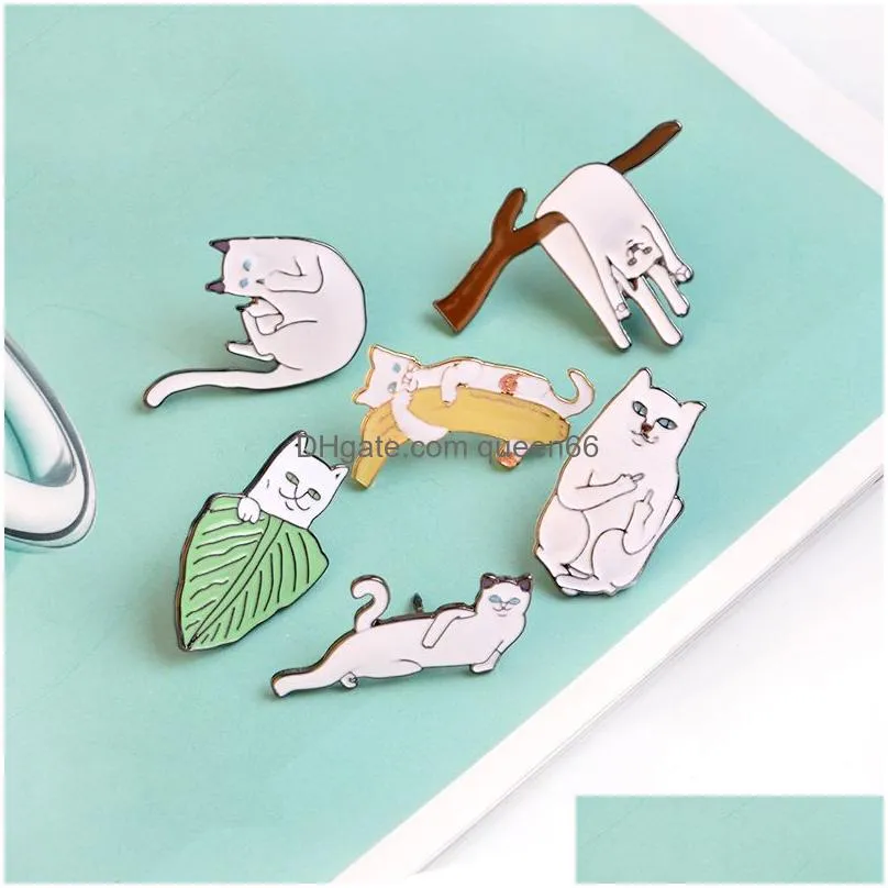 cartoon funny cats with banana on branch design brooch pins badge pinback button corsage men women child jewelry