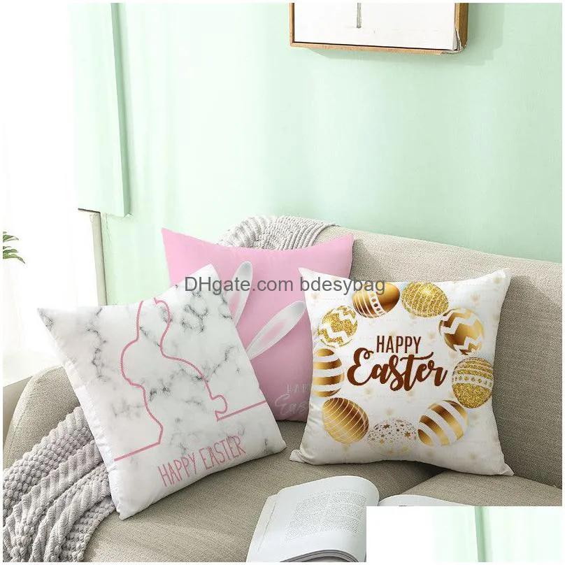 easter rabbit egg pillow covers peach skin square throw pillowcase easter home car office pillow case