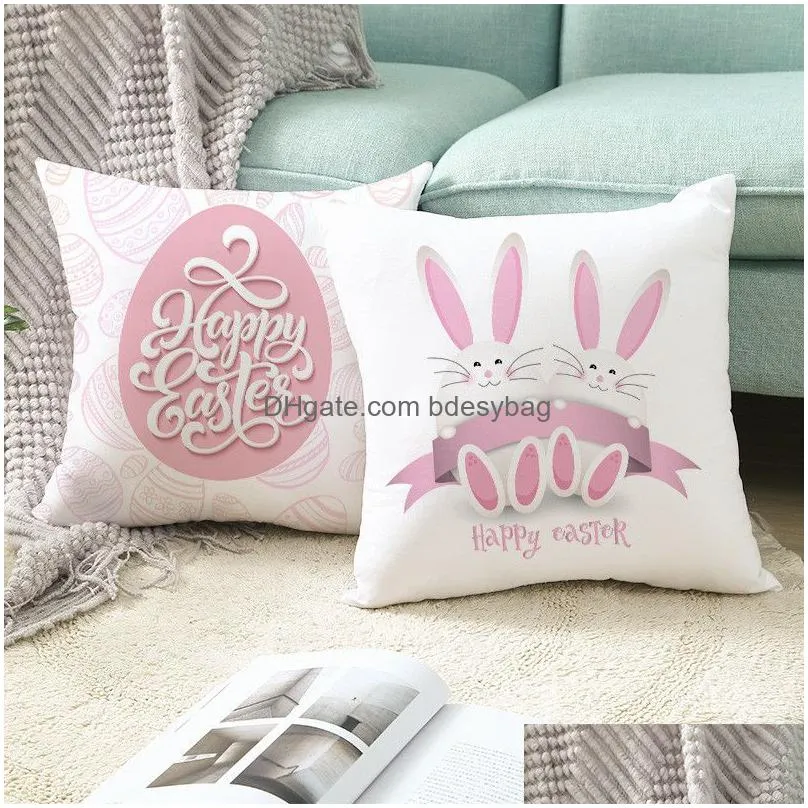 easter rabbit egg pillow covers peach skin square throw pillowcase easter home car office pillow case