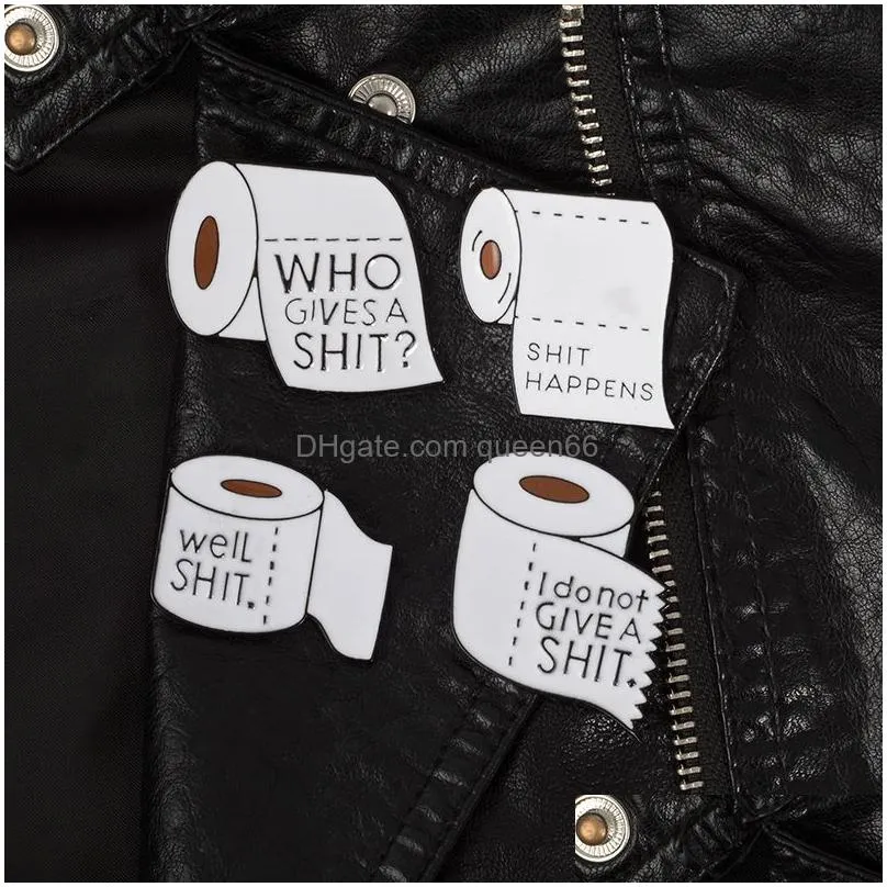 shit happens roll with enamel pins funny quote badges brooches for men women cloth backpack accessories