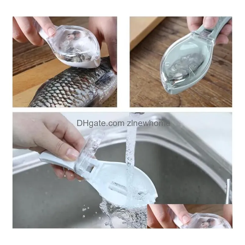 fish scales graters scraper fish cleaning tool scraping scales device with cover home kitchen cooking fish tool kitchen tools