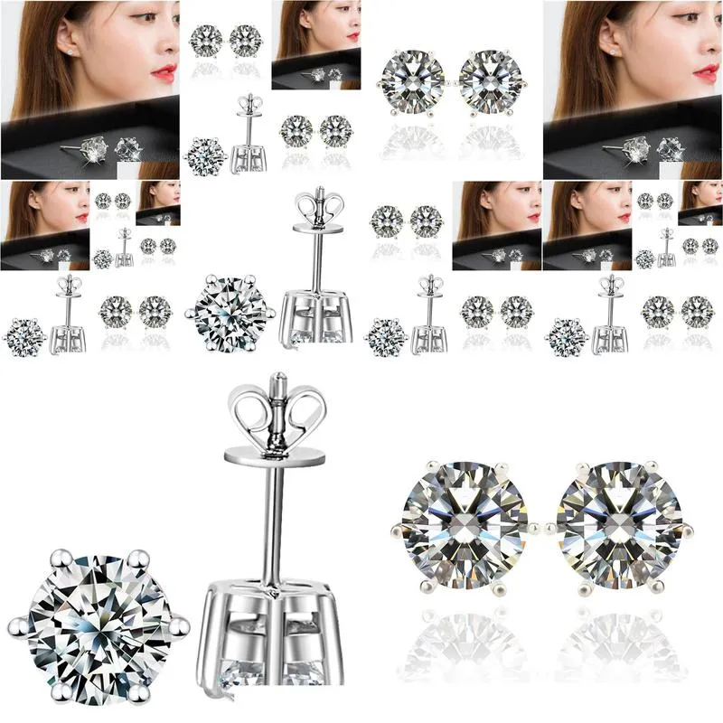 d/f colorful moissanite earrings 9k 14k 18k silver inlaid rmantic snowflake design timeless sparkling stud earrings with certificate
