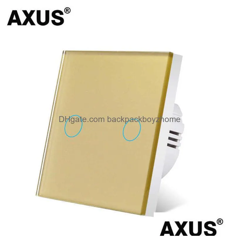 new axus eu touch switch ac100-240v led backlight panel tempered crystal glass wall light sensory switches 1/2/3 gang interruttore