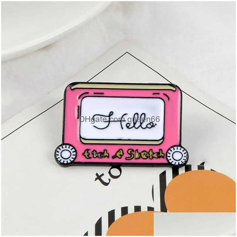 drawing board enamel lapel pin pink child toy coat brooch tool artist jewelry painting your dreams accessories