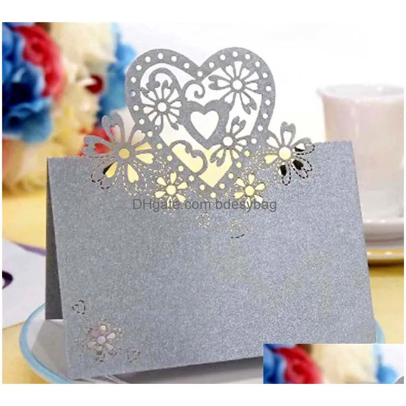 number name seat card heart-shaped hollow wedding party reception table place cards