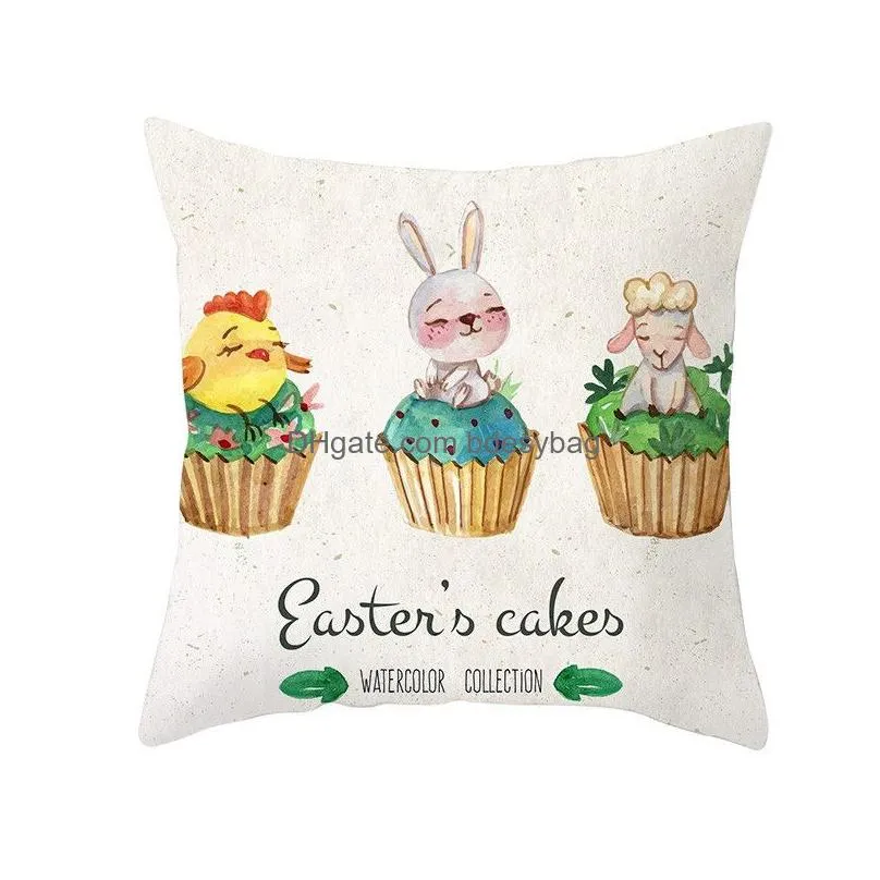 easter pillow case sofa throw pillow case bunny rabbit single-sided digital printed pillow case sofa car cushion covers 40 styles