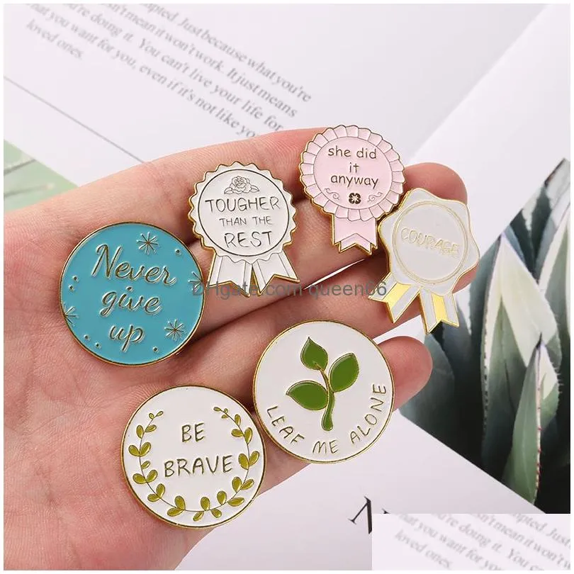 brave badge enamel pins encourage quote button bag hat backpack brooch lapel pin gifts for women girls plant lady