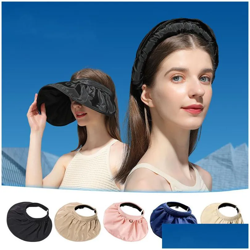 summer beach party hats empty shell sun protection female folding hair band hats
