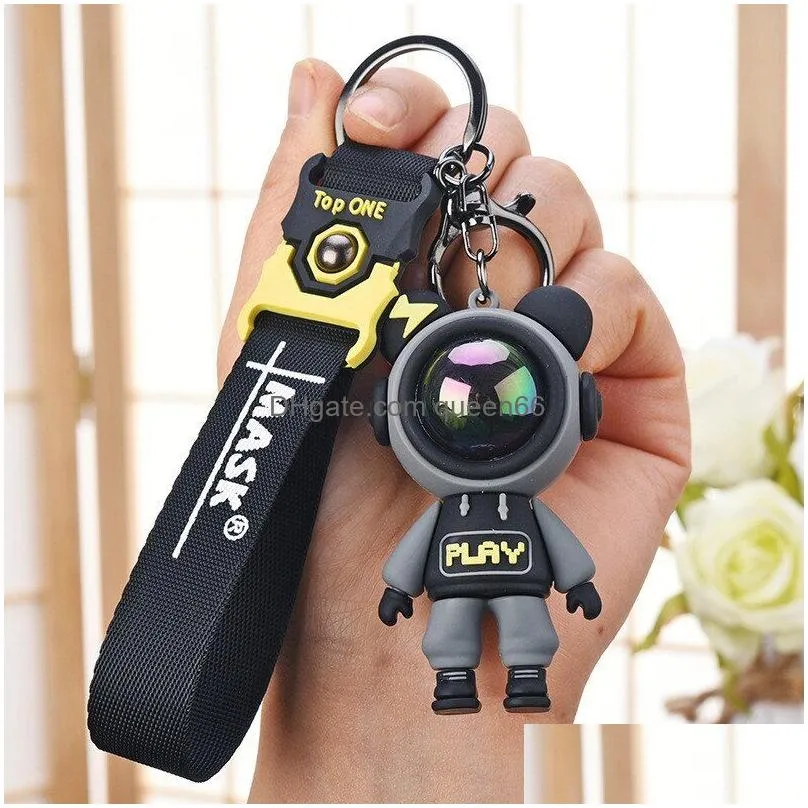 resin cartoon bear key chain animal perfect keyring pvc acrylic anti-lost car pendant holder daily car jewelry accessories gift