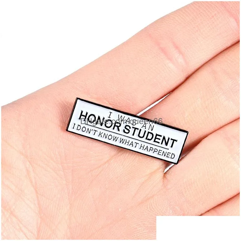 lapel pin rectangle entry honor student enamel brooch clothes bag badge cartoon jewelry gift for honest students