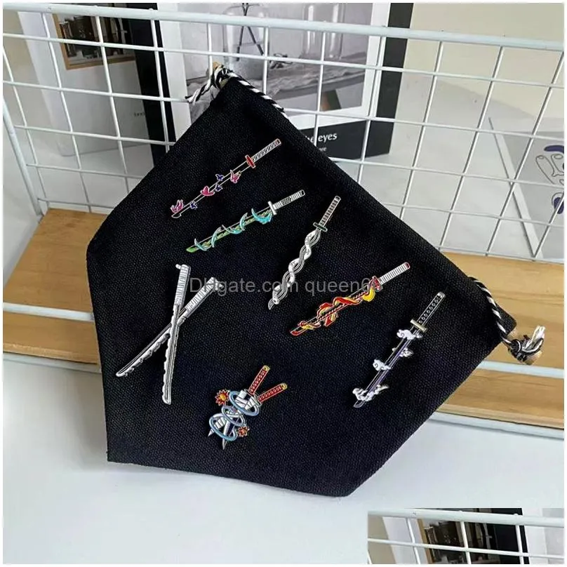 knife sword anime enamel pin brooch lapel pin badge demon layer hat backpack fans gifts friends jewelry wholesale accessories