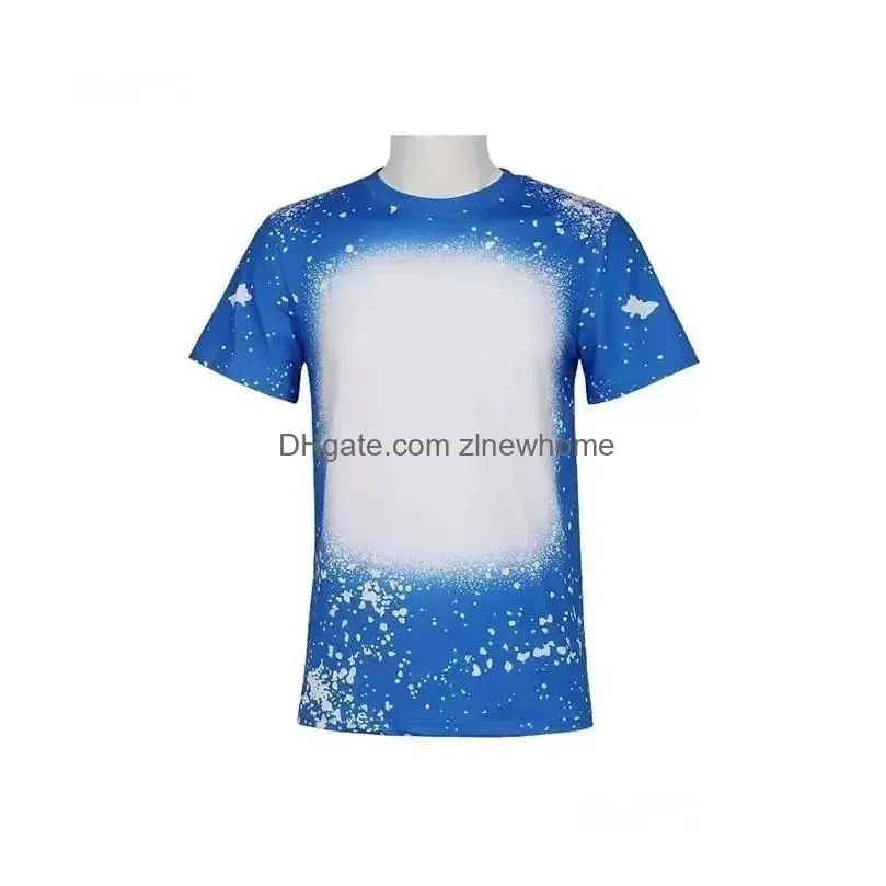 wholesale sublimation bleached shirts heat transfer blank bleach shirt bleached polyester t-shirts us men women party supplies