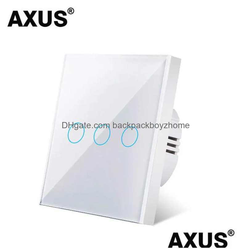 new axus eu touch switch ac100-240v led backlight panel tempered crystal glass wall light sensory switches 1/2/3 gang interruttore