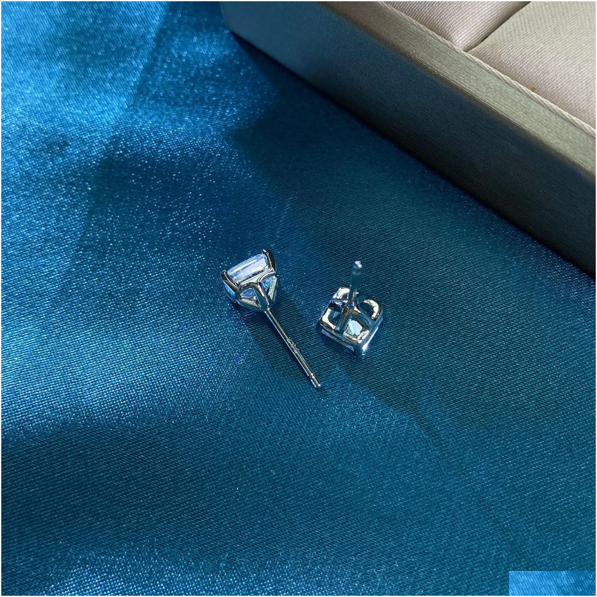 flower cut 2ct diamond stud earring 100% real 925 sterling silver jewelry promise engagement wedding earrings for women men