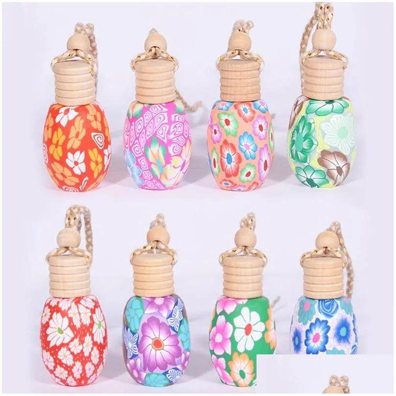 gift car perfume bottles pendant soft clay essential oil diffuser ornaments air freshener pendant craft empty perfume bottle vtky2206