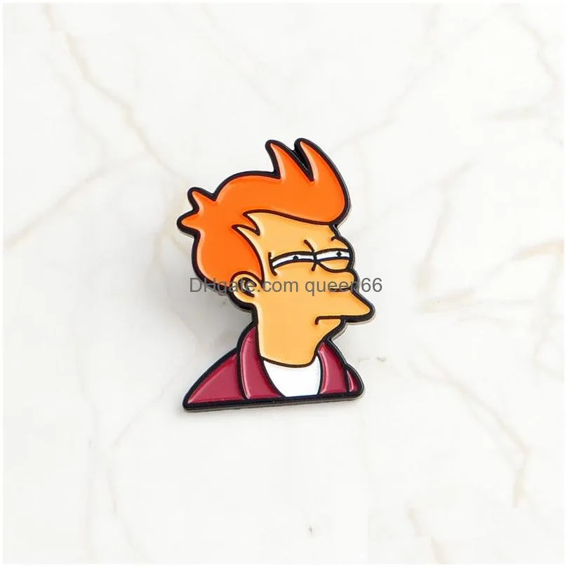futurama brooches philip j. fry enamel pins tv show badges cartoon figure jewelry gift for fans